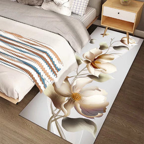 White Floral Simplicity Modern Polyester Rugs Patterned Carpets for Bedside Hall Dining Room Bedroom Living Room