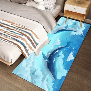 Blue Whale Simplicity Modern Polyester Rugs Patterned Carpets for Bedside Hall Dining Room Bedroom Living Room