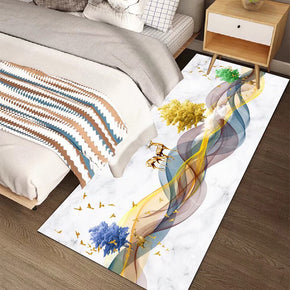 White Modern Simplicity Polyester Rugs Patterned Bedside Carpets for Hall Dining Room Bedroom Living Room
