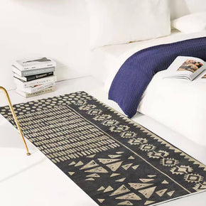 Black Moroccan Modern Simplicity Polyester Rugs Patterned Bedside Carpets for Hall Dining Room Bedroom Living Room