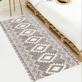 Grey Moroccan Modern Simplicity Polyester Rugs Patterned Bedside Carpets for Hall Dining Room Bedroom Living Room