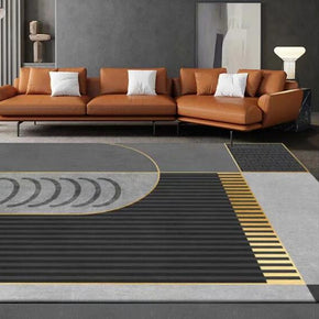 Black Gray Modern Contemporary Simple Geometric Rugs for Living Room Dining Room Bedroom