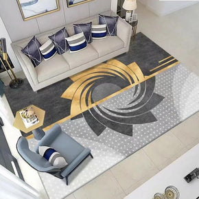 Rotating Pattern Black Gray Modern Contemporary Simple Geometric Rugs for Living Room Dining Room Bedroom