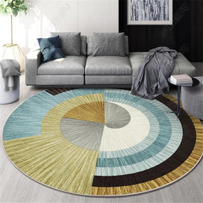 Multicolour Geometric Patterned Round Modern Rug for Living Room Bedroom Kitchen Hall