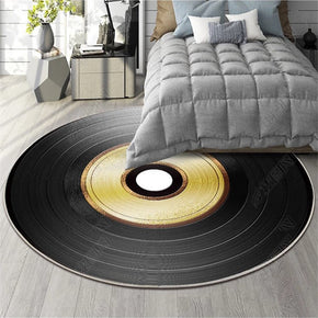 Black And Yellow Circle Patterned Round Modern Rug for Living Room Bedroom Kitchen Hall