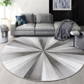 Silver Grey Radioactive Patterned Round Modern Rug for Living Room Bedroom Kitchen Hall