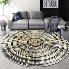 Black Yellow Circle Patterned Round Modern Rug for Living Room Bedroom Kitchen Hall