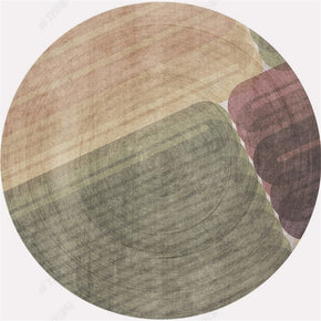 Three-color Ink Dyeing Patterned Round Modern Rug for Living Room Bedroom Kitchen Hall