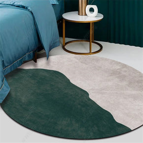 Grey Green Patterned Round Modern Rug for Living Room Bedroom Kitchen Hall