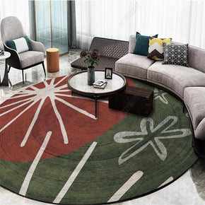 Red Green Pattern Round Modern Rug for Living Room Bedroom Kitchen Hall