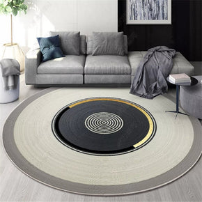 Black Beige Pattern Round Modern Rug for Living Room Bedroom Kitchen Hall