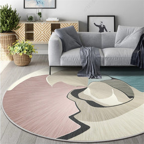 Three-colour Abstraction Pattern Round Modern Rug for Living Room Bedroom Kitchen Hall