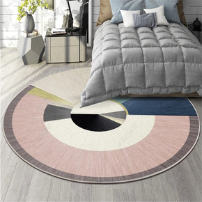 Irregular Splicing Of Pink And White Pattern Round Modern Rug for Living Room Bedroom Kitchen Hall