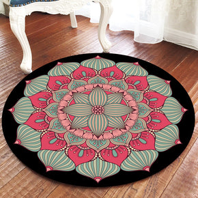 Pink Blue Lotus Printed Patterned Round Modern Rug for Living Room Bedroom Kitchen Hall