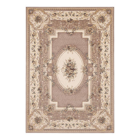 Beige Floral Vintage Traditional Plush Area Rugs Floor Mat for Living Room Hall Office