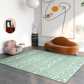 Green Geometry Rug Bedroom Living Room Sofa Floor Mat
