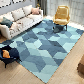 Geometric Blue Patterned Rug Bedroom Living Room Sofa Floor Mat