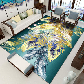 Golden Leaves Patterned Rug Bedroom Living Room Sofa Floor Mat