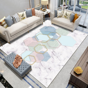 White Modern Patterned Rug Bedroom Living Room Sofa Floor Mat