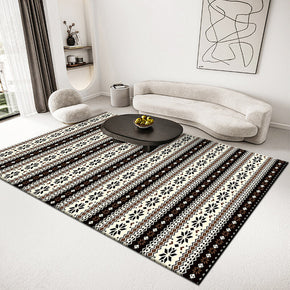 Floral Black Moroccan Patterns Carpets Printed Rugs for Bedroom Living Room
