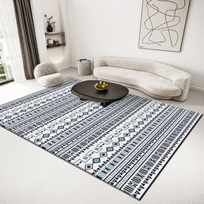 Blue Striped Printed Rugs Moroccan Patterns Carpets for Bedroom Living Room