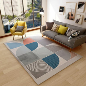 Grey Blue Geometric Printed Simplicity Carpet for Bedroom Living Room