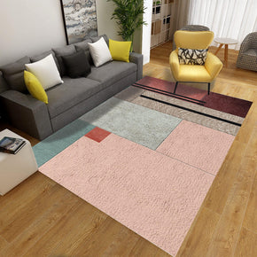 Pink Geometric Printed Simplicity Carpet for Bedroom Living Room