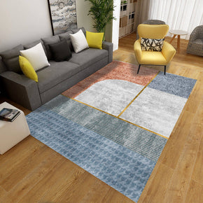 Blue Grey Simplicity  Geometric Printed Carpet for Bedroom Living Room