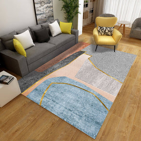 Simplicity Blue Grey Geometric Printed Carpet for Bedroom Living Room