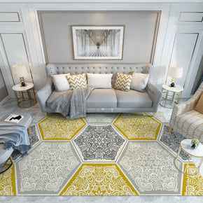 Flower Pattern Hexagon Geometric Rugs for Living Room Dining Room Bedroom