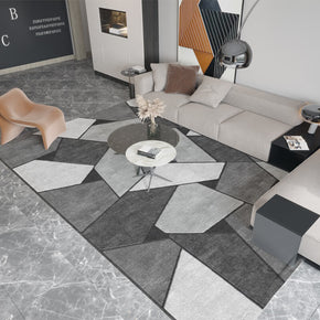 Black Gray Irregular Geometric Pattern Rugs for Living Room Dining Room Bedroom Hall