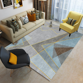 Grey Blue Splicing Triangle Geometric Rugs for Living Room Dining Room Bedroom