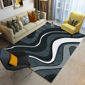 Gray Black Abstract Lines Rugs for Living Room Dining Room Bedroom Hall