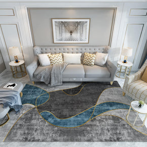 Grey Abstract Rugs for Living Room Dining Room Bedroom Hall