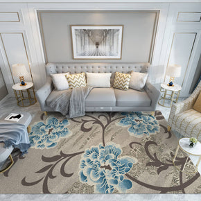 Blue Printed Rugs for Living Room Dining Room Bedroom Hall