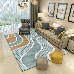 Green Yellow Striped Carpets for Living Room Bedroom