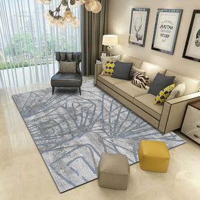 Gray and Blue Line Simple Carpet Area Rugs for Living Room Bedroom Hall