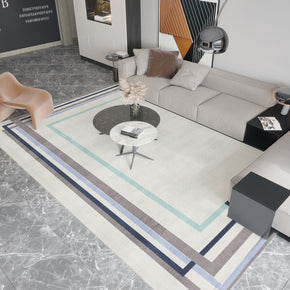 Beige Simple Striped Area Rugs Floor Mat for Living Room Bedroom Office Hall