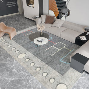 Simple Grey Geometric Area Rugs Floor Mat for Living Room Bedroom Office Hall