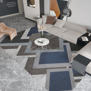 Blue-gray Diamond Geometric Area Rugs Floor Mat for Living Room Bedroom Office Hall