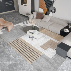 Light Luxury Three-color Stitching Geometric Area Rugs Floor Mat for Living Room Bedroom Office Hall