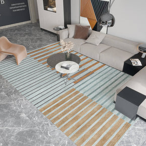 Orange Blue Striped Area Rugs Floor Mat for Living Room Bedroom Office Hall