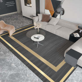 Gold Line Black Simplicity Area Rugs Floor Mat for Living Room Bedroom Office Hall