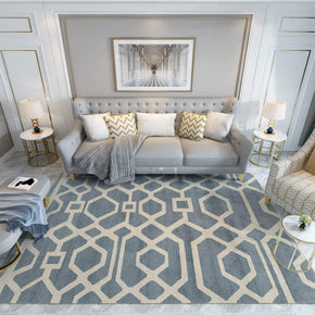 Grey Hexagon Geometry Area Rugs Floor Mat for Living Room Bedroom Office Hall