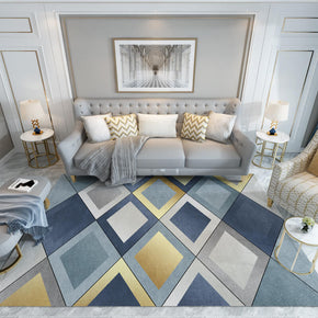 Multicolor Rhombus Geometry Area Rugs Floor Mat for Living Room Bedroom Office Hall
