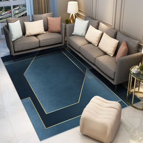 Geometric Gradient Blue Gray Rugs for Living Room Bedroom Hall