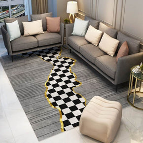 Checkerboard Modern Grey Carpets Area Rugs for Living Room Bedroom Hall
