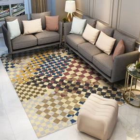 Checkerboard Modern Yellow Carpets Area Rugs for Living Room Bedroom Hall
