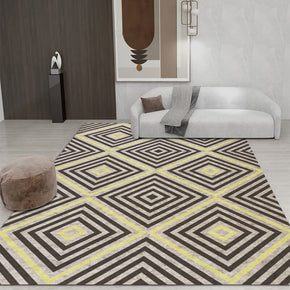 Brown-grey Square Geometric Rugs for Living Room Dining Room Bedroom Hall