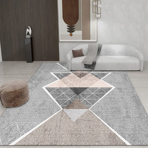 Grey Diamond Shape Geometric Rugs for Living Room Dining Room Bedroom Hall